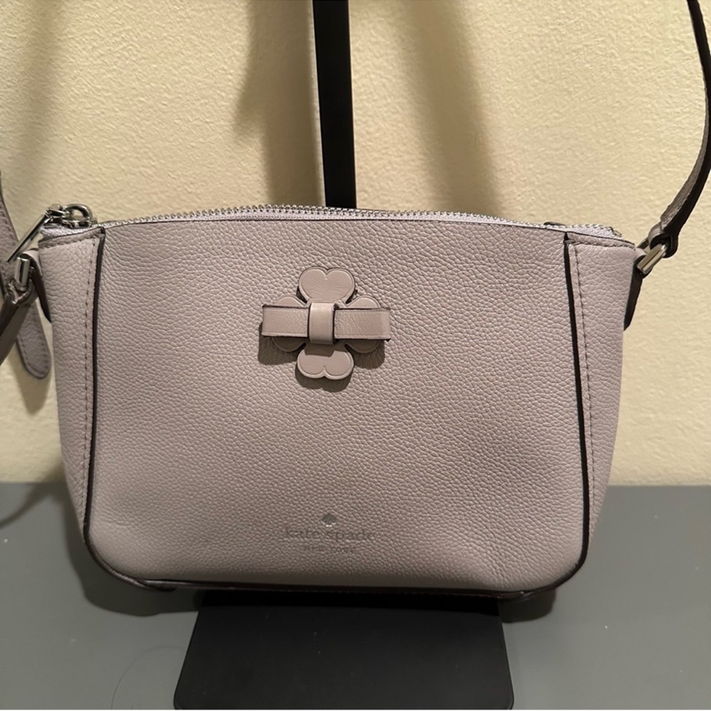 Kate Spade Talia Pebbled Leather Crossbody Bag in Light Gray